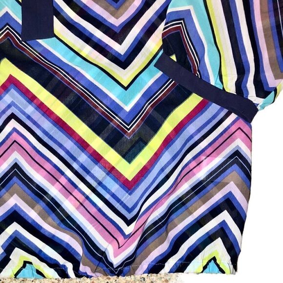 Banana Republic Sheer Chevron Blouse with 3/4 Sleeves in Multi Color Women’s S - Picture 3 of 7